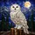 Majestic Snowy Owl Stained Glass - Mountain Night Sky Full Moon Pine Forest Decor Stained Glass Suncatcher - 5
