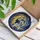 Husky Dog Black White Blue Eyes Golden Crescent Moon Galaxy Tiffany Stained Glass Stained Glass Suncatcher - 3