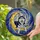Husky Dog Black White Blue Eyes Golden Crescent Moon Galaxy Tiffany Stained Glass Stained Glass Suncatcher - 2