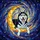 Husky Dog Black White Blue Eyes Golden Crescent Moon Galaxy Tiffany Stained Glass Stained Glass Suncatcher - 5