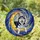 Husky Dog Black White Blue Eyes Golden Crescent Moon Galaxy Tiffany Stained Glass Stained Glass Suncatcher - 1