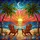 Adirondack Chairs Beach Sunset Ocean Palm Trees Crescent Moon Seashells Tropical Scene Stained Glass Suncatcher - 5