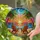 Adirondack Chairs Beach Sunset Ocean Palm Trees Crescent Moon Seashells Tropical Scene Stained Glass Suncatcher - 2