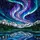 Aurora Borealis Stained Glass Mountain Lake Starry Sky Pine Trees Colorful Night Stained Glass Suncatcher - 5