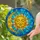 Sun Moon Face Celestial Mosaic Tiffany Stained Glass - Radiant Golden Aqua Art Stained Glass Suncatcher - 2