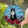 Green Eyed Tuxedo Cat Red Roses Tiffany Stained Glass Mosaic Gift for Cat Lovers Stained Glass Suncatcher - 2