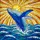 Majestic Blue Whale Breaching Ocean Waves Sunrise - Tiffany Glass Style Marine Life Art Stained Glass Suncatcher - 5