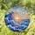 Tiffany Stained Glass Ocean Wave & Sunset Glow - Deep Blue Aquamarine Sea Art Decor Stained Glass Suncatcher - 1