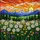 White Daisies Wildflowers Green Hills Mountains Sunset Sky Tiffany Stained Glass Stained Glass Suncatcher - 5