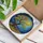 Majestic Tree Golden Leaves Moon Stars Rich Blue Night Sky Tiffany Stained Glass Stained Glass Suncatcher - 3