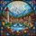 European Riverside Town Stone Bridge Mountain Flowers Tiffany Style Stained Glass Art Stained Glass Suncatcher - 5