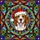 Stained Glass Beagle Santa Hat Christmas Gift Dog Lover - Tiffany Geometric Mosaic Stained Glass Suncatcher - 5