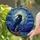 Stained Glass Raven & Full Moon Night Sky - Dark Tree Branch Red Eye Art Tiffany Stained Glass Suncatcher - 2