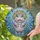 Chubby Baby Hippo with Flower Wreath & Aquatic Mosaic Stained Glass Jewel Tones Art Stained Glass Suncatcher - 2