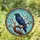 Iridescent Black Raven Stained Glass - Tiffany Style Metallic Feather Mosaic Art Stained Glass Suncatcher - 1