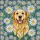 Smiling Golden Retriever Dog Tiffany Style Stained Glass Daisies Jewel Tone Floral Mosaic Stained Glass Suncatcher - 5