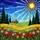 Stained Glass Rustic Cabin Sunburst Wildflowers Pine Trees Rolling Hills Sparkling Stars Stained Glass Suncatcher - 5