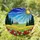 Stained Glass Rustic Cabin Sunburst Wildflowers Pine Trees Rolling Hills Sparkling Stars Stained Glass Suncatcher - 1