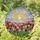 Blooming Red Pink Tulips Field Green Leaves Tiffany Stained Glass - Sun Hills Sky Mosaic Art Stained Glass Suncatcher - 1