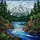Mountain Lake River Rocky Shores Pine Forest Snow Peak Cloudy Sky Tiffany Glass Design Stained Glass Suncatcher - 5