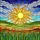 Radiant Yellow Sun Stained Glass Landscape Mosaic - Clouds Hills Earth Flowers Sky Art Stained Glass Suncatcher - 5