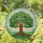 Stained Glass Gnarled Tree Roots Green Canopy Radiant Sunbeams Swirling Sky Tiffany Decor Stained Glass Suncatcher - 1