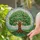 Stained Glass Gnarled Tree Roots Green Canopy Radiant Sunbeams Swirling Sky Tiffany Decor Stained Glass Suncatcher - 2