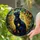 Black Cat Butterfly Stained Glass Art - Tiffany Style Mosaic Jewel Tones Cat Lover Gift Stained Glass Suncatcher - 2