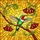 Ruby-Throated Hummingbird Stained Glass, Red Bell Flowers, Amber Sunburst Mosaic Art Stained Glass Suncatcher - 5