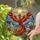 Majestic Phoenix Stained Glass Art with Mosaic Sun, Deep Blue Waves & Floral Detail Stained Glass Suncatcher - 2