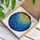 Stylized Mosaic Sun Undulating Ocean Waves - Deep Blue Tiffany Stained Glass Stained Glass Suncatcher - 3