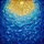 Stylized Mosaic Sun Undulating Ocean Waves - Deep Blue Tiffany Stained Glass Stained Glass Suncatcher - 5