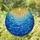 Stylized Mosaic Sun Undulating Ocean Waves - Deep Blue Tiffany Stained Glass Stained Glass Suncatcher - 1