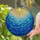 Stylized Mosaic Sun Undulating Ocean Waves - Deep Blue Tiffany Stained Glass Stained Glass Suncatcher - 2