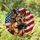 German Shepherd Dog American Flag Tiffany Style Stained Glass - Patriotic Dog Lover Gift Stained Glass Suncatcher - 1