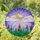 Golden Mosaic Crescent Moon Stained Glass - Fluffy Clouds Night Sky Flowers Leaves Art Stained Glass Suncatcher - 1