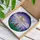 Golden Mosaic Crescent Moon Stained Glass - Fluffy Clouds Night Sky Flowers Leaves Art Stained Glass Suncatcher - 3