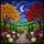 Night Landscape Stained Glass Art with Autumn Trees, Crescent Moon, Cobblestone Path & Flowers Stained Glass Suncatcher - 5