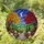 Night Landscape Stained Glass Art with Autumn Trees, Crescent Moon, Cobblestone Path & Flowers Stained Glass Suncatcher - 1