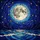 Stained Glass Full Moon Stars Ocean Waves Jagged Mountains Night Sky - Jewel Tone Art Stained Glass Suncatcher - 5
