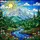 Snowy Mountain River Forest Wildflower Landscape with Sunny Sky - Jewel Tone Tiffany Art Stained Glass Suncatcher - 5