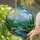 Snowy Mountain River Forest Wildflower Landscape with Sunny Sky - Jewel Tone Tiffany Art Stained Glass Suncatcher - 2
