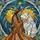 Indigenous Woman White Wolf Tiffany Stained Glass Celestial Sun Art Turquoise Jewels Stained Glass Suncatcher - 5