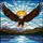 Bald Eagle in Flight Tiffany Stained Glass Mountain Lake Sunburst Panoramic Vista Stained Glass Suncatcher - 5
