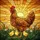 Stained Glass Hen Chicks Golden Sun with Red Comb & Wattle - Tiffany Style Mosaic Stained Glass Suncatcher - 5