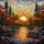 Stained Glass Sunset Lake Canoe Forest Art - Tiffany Style Nature Home Decor Gift Stained Glass Suncatcher - 5