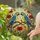 Blue Gold Macaw Parrots Red Poppies Tiffany Stained Glass Mosaic - Luminous Sunlit Art Stained Glass Suncatcher - 2