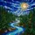 Tiffany Stained Glass Winding River Forest Golden Moonlit Sky Jewel Tone Art Stained Glass Suncatcher - 5