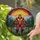 Bigfoot Sasquatch Stained Glass Mountain Sunset Forest Art - Jewel Tone Tiffany Style Stained Glass Suncatcher - 2