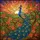 Majestic Peacock Fanned Tail Stained Glass Tiffany Style Art - Orange Roses Window Decor Stained Glass Suncatcher - 5